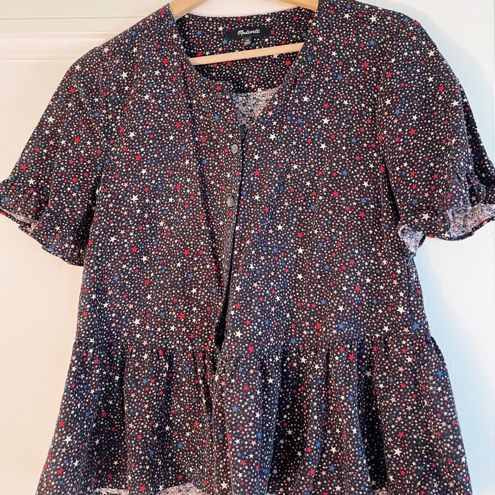 Madewell Star Print Peplum Button Down